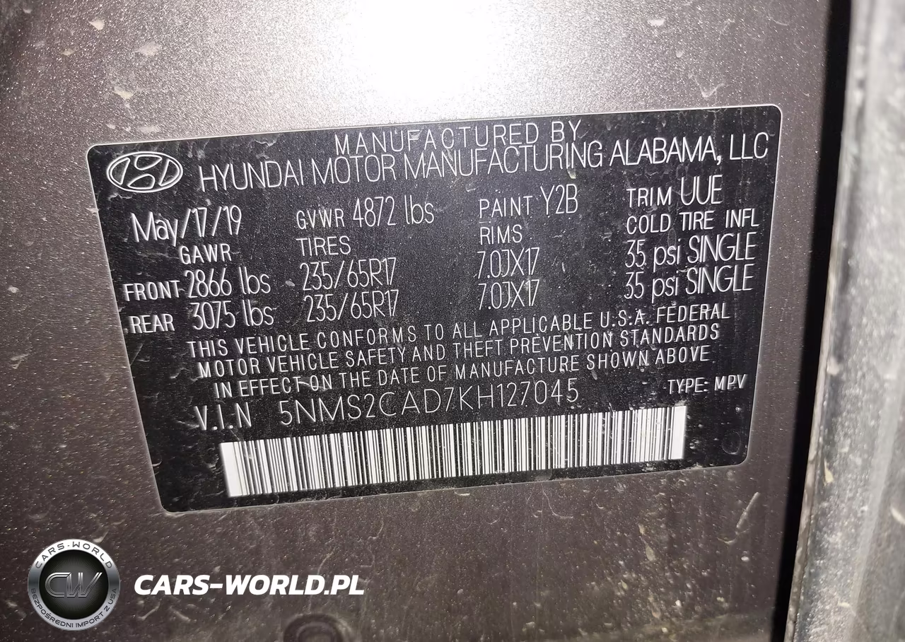 2019 Hyundai Santa Fe Se VIN:5NMS2CAD7KH127045 - 8