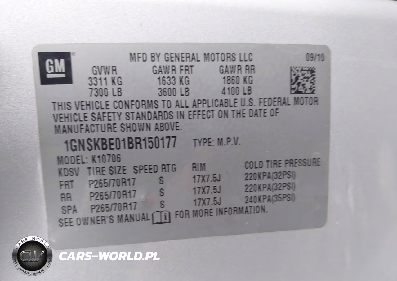 2011 Chevrolet Tahoe Lt VIN:1GNSKBE01BR150177 - 9