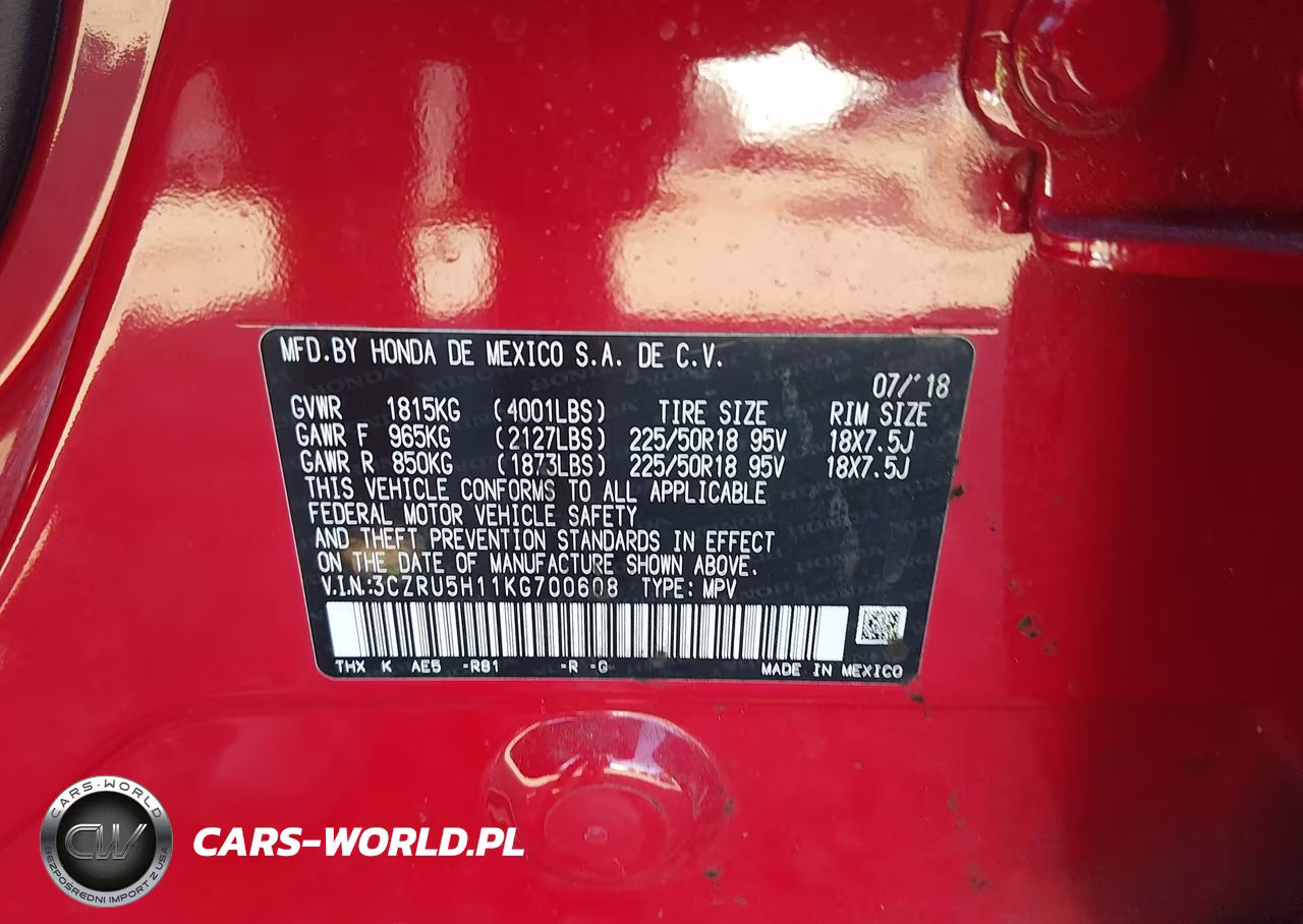 2019 Honda Hr-V Sport VIN:3CZRU5H11KG700608 - 9