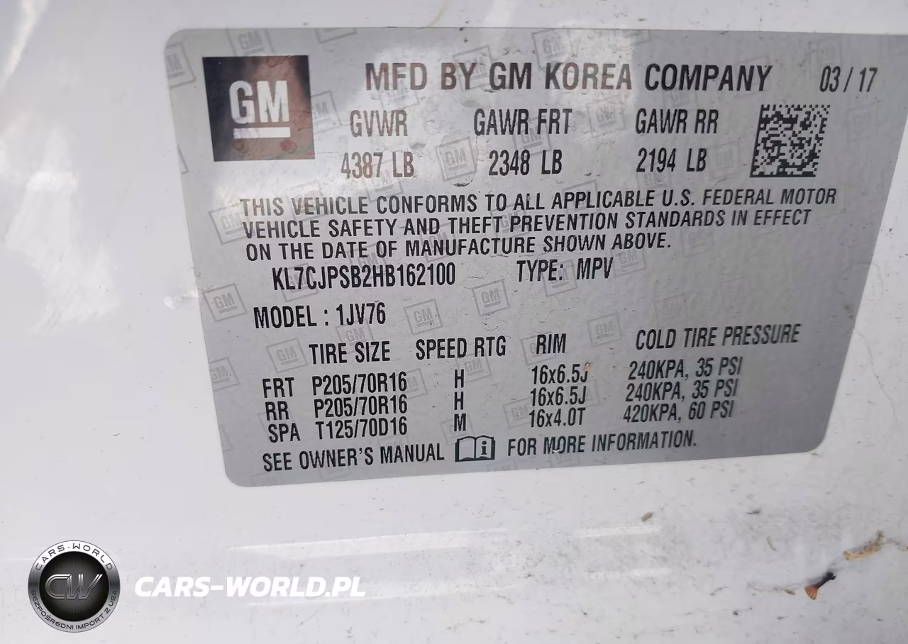 2017 Chevrolet Trax Lt VIN:KL7CJPSB2HB162100 - 9