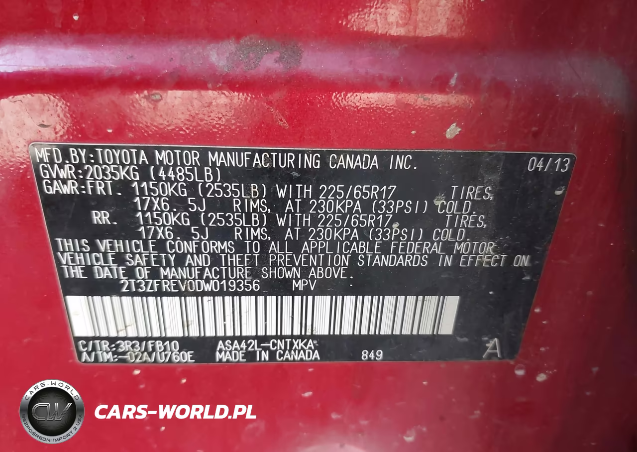 2013 Toyota Rav4 Le VIN:2T3ZFREV0DW019356 - 9