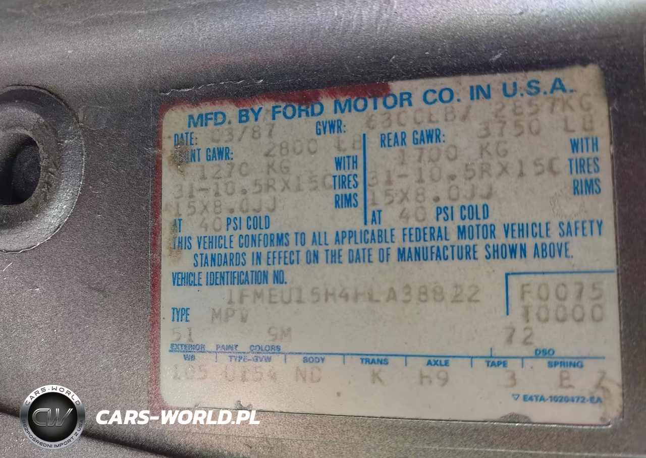 1987 Ford Bronco U100 VIN:1FMEU15H4HLA38822 - 9
