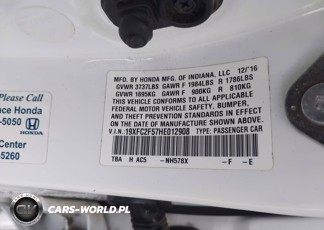 2017 Honda Civic Lx VIN:19XFC2F57HE012908 - 9