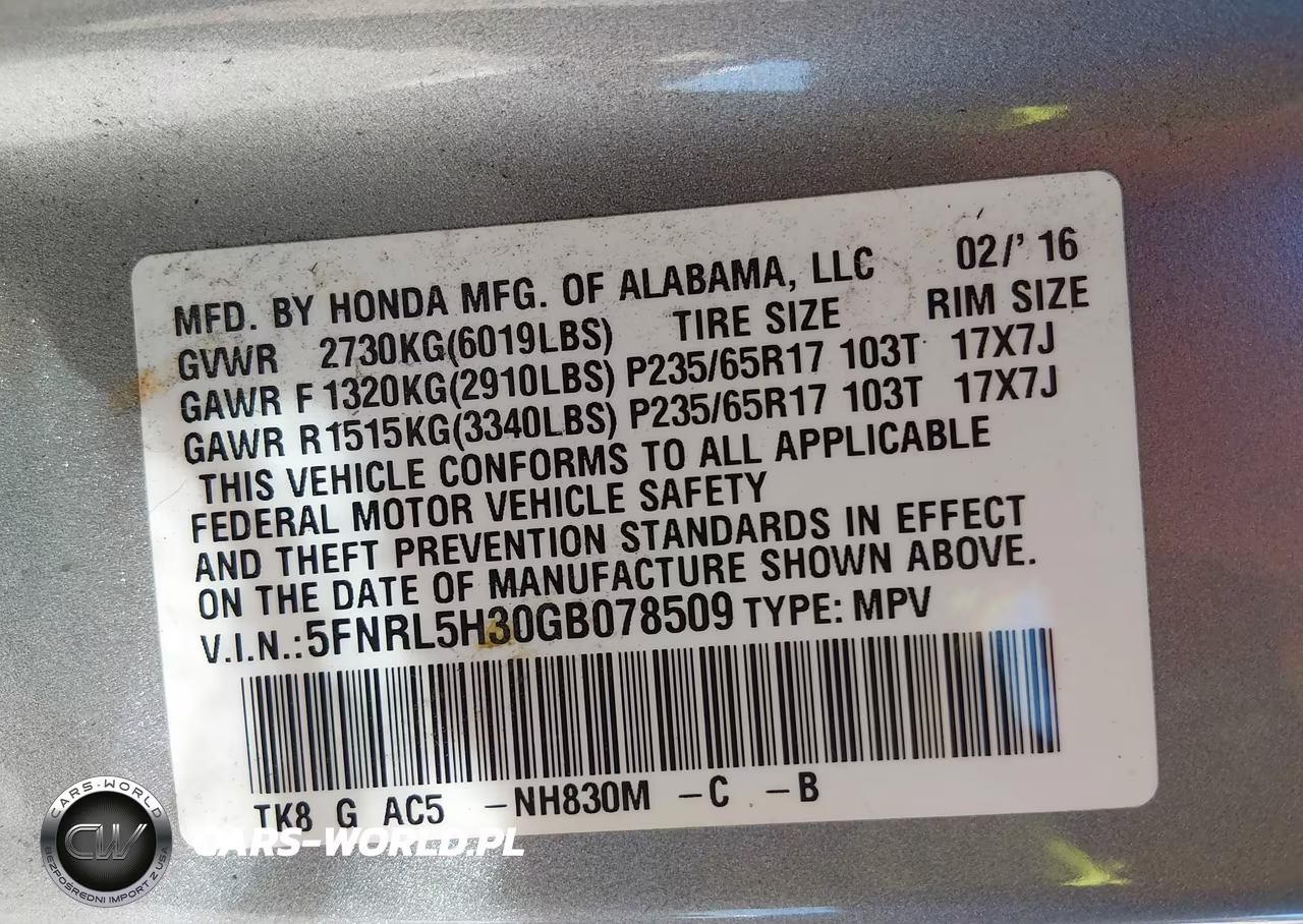2016 Honda Odyssey Se VIN:5FNRL5H30GB078509 - 9