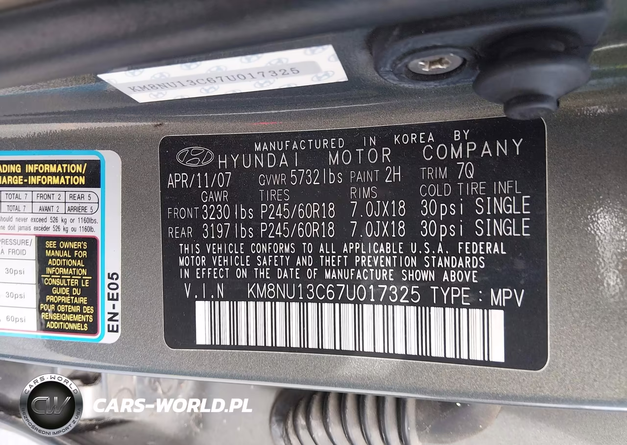 2007 Hyundai Veracruz Gls-Limited-Se VIN:KM8NU13C67U017325 - 9