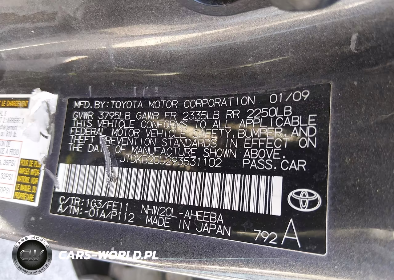 2009 Toyota Prius VIN:JTDKB20U293531102 - 9