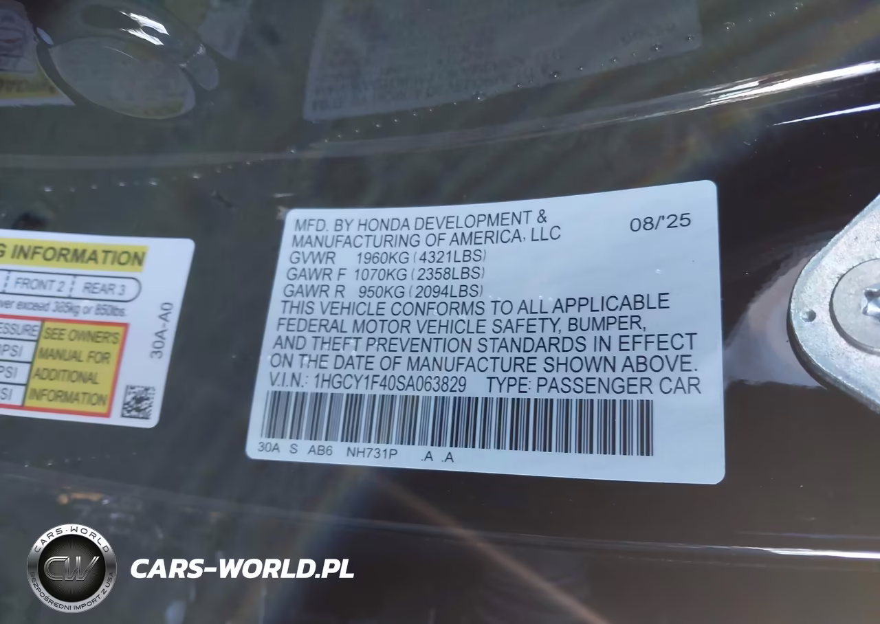 2025 Honda Accord Se VIN:1HGCY1F40SA063829 - 9