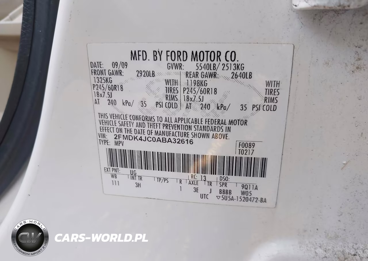 2010 Ford Edge Sel VIN:2FMDK4JC0ABA32616 - 9
