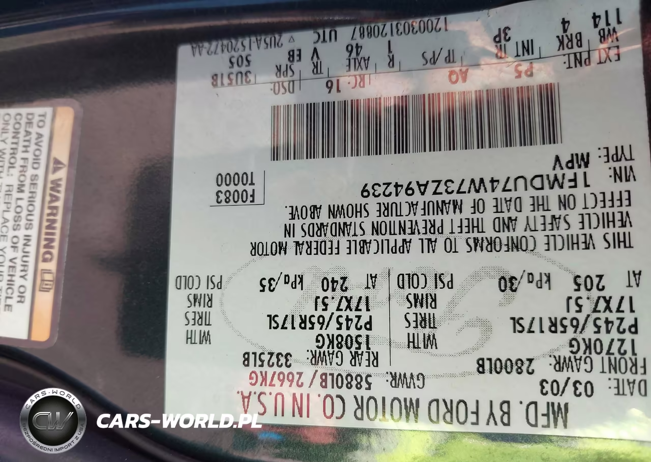 2003 Ford Explorer Eddie Bauer VIN:1FMDU74W73ZA94239 - 9