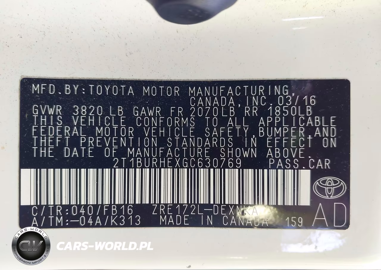 2016 Toyota Corolla Le VIN:2T1BURHEXGC630769 - 9