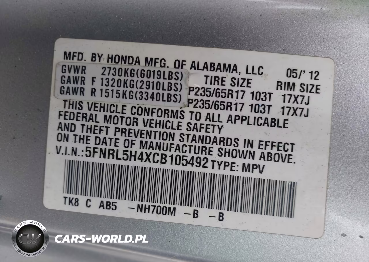 2012 Honda Odyssey Ex VIN:5FNRL5H4XCB105492 - 9