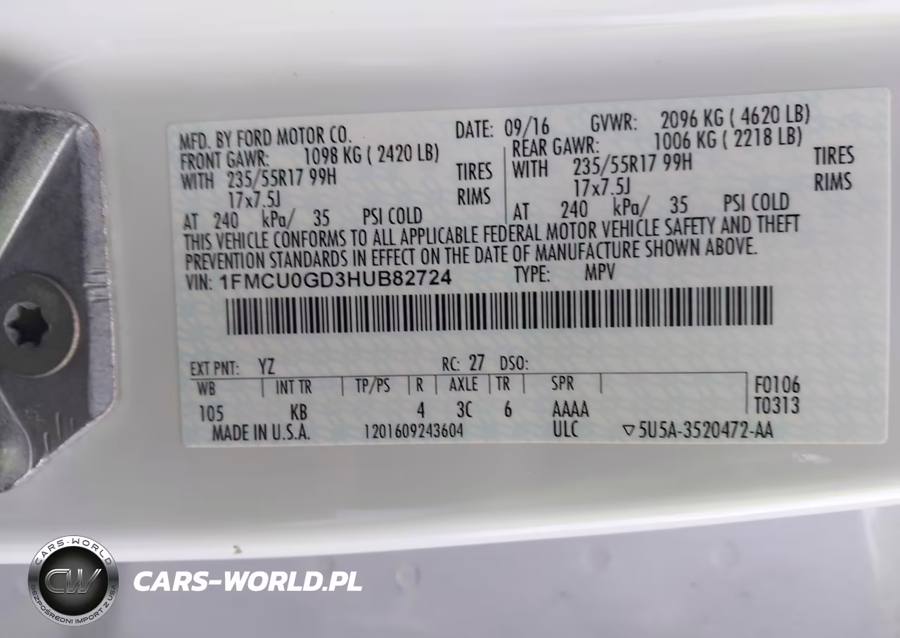 2017 Ford Escape Se VIN:1FMCU0GD3HUB82724 - 9