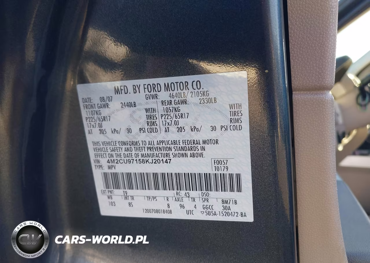 2008 Mercury Mariner Premier VIN:4M2CU97158KJ20147 - 9