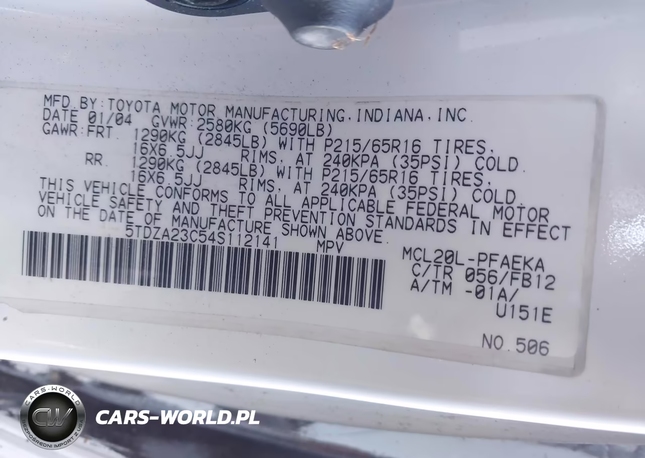 2004 Toyota Sienna Le VIN:5TDZA23C54S112141 - 9