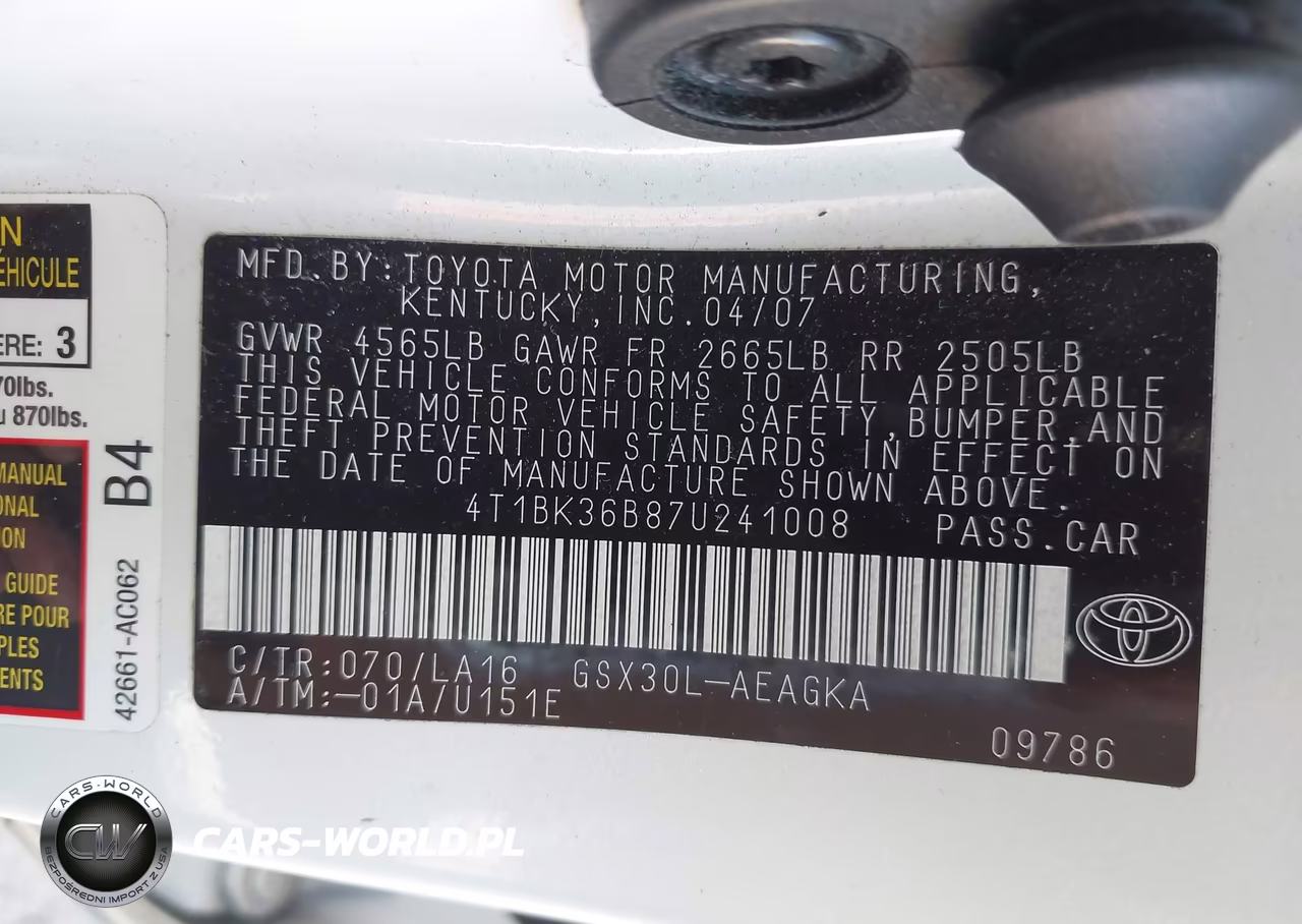 2007 Toyota Avalon Xls VIN:4T1BK36B87U241008 - 9