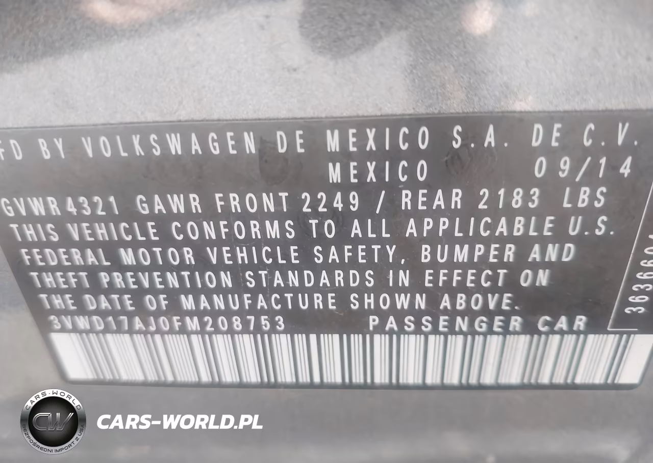 2015 Volkswagen Jetta 1.8T Se VIN:3VWD17AJ0FM208753 - 9