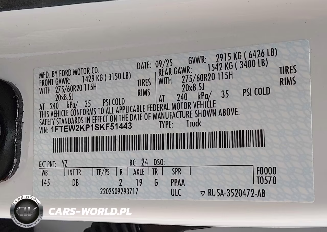 2025 Ford F150 Stx VIN:1FTEW2KP1SKF51443 - 9