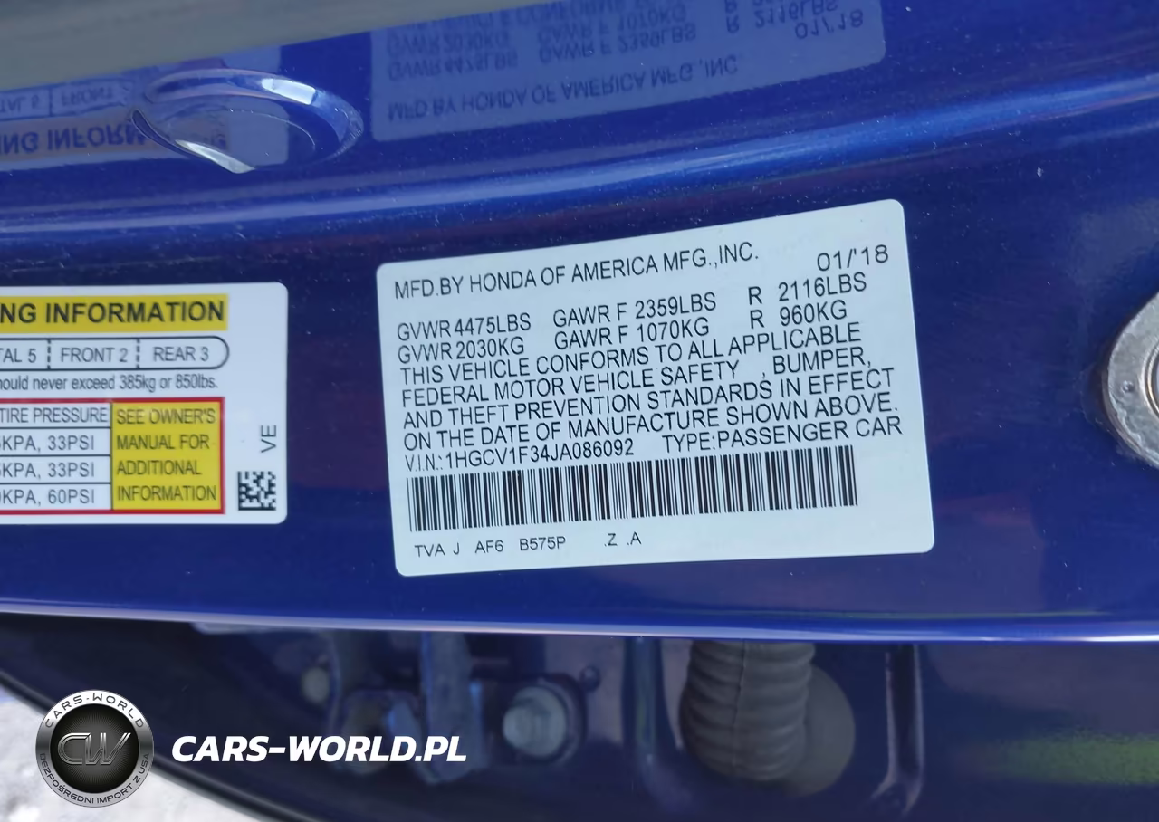 2018 Honda Accord Sport VIN:1HGCV1F34JA086092 - 9