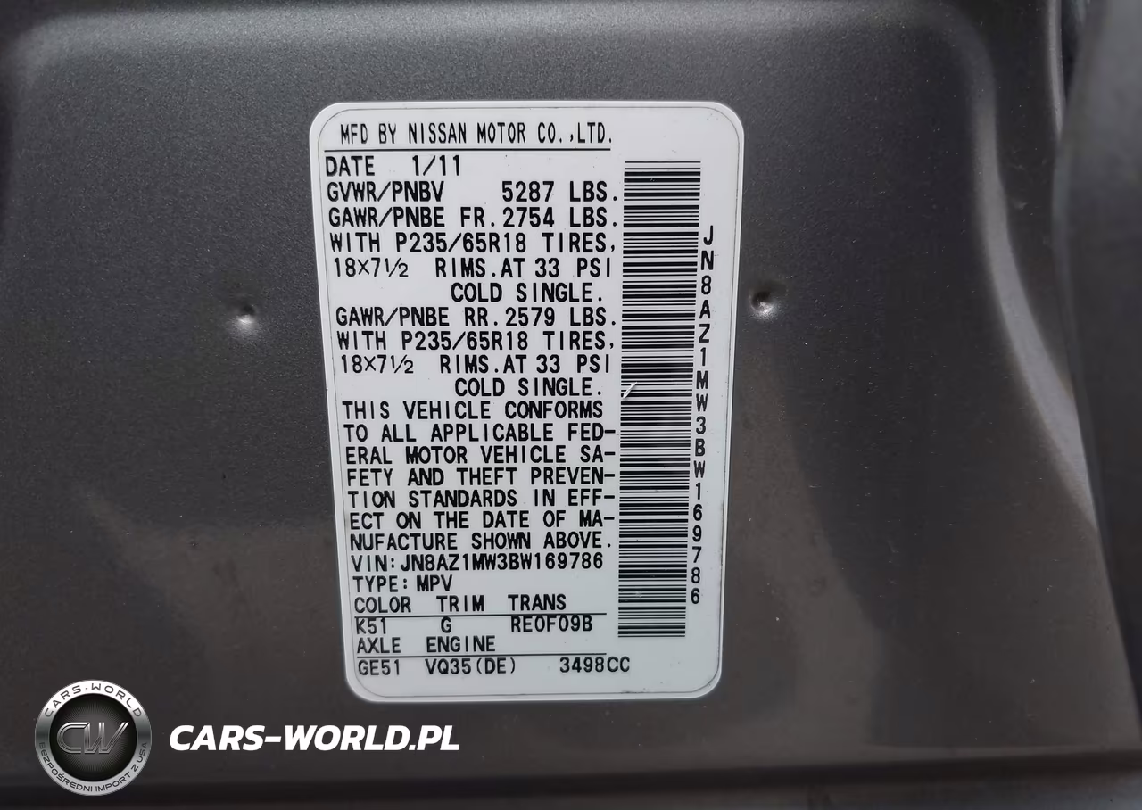 2011 Nissan Murano S VIN:JN8AZ1MW3BW169786 - 9