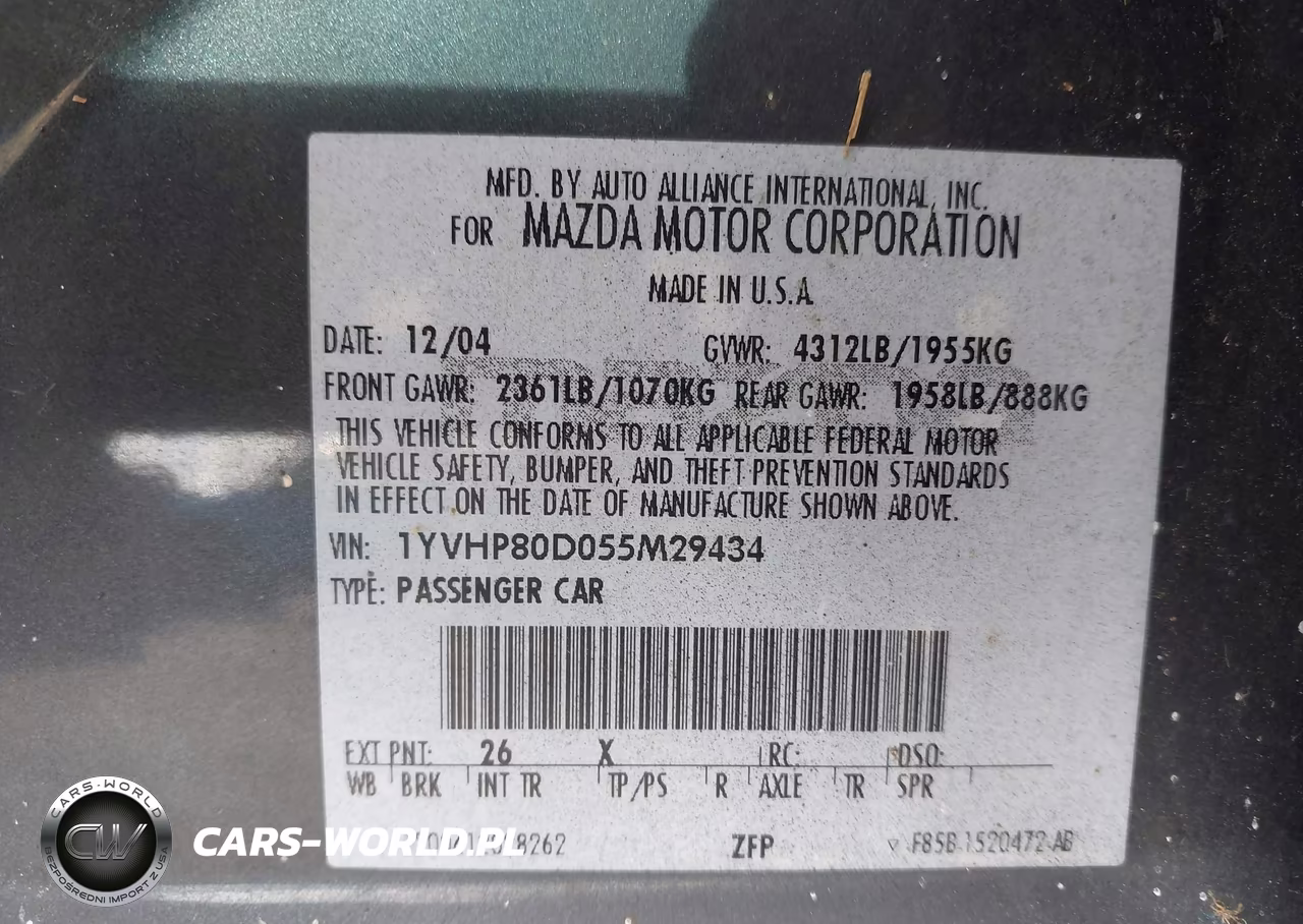 2005 Mazda Mazda6 S Grand Touring VIN:1YVHP80D055M29434 - 9