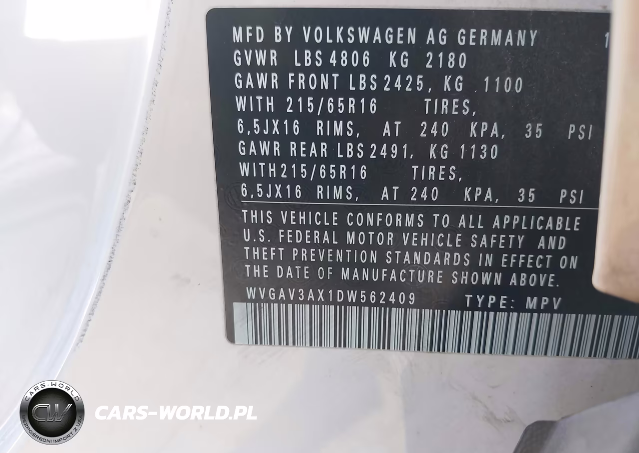 2013 Volkswagen Tiguan S VIN:WVGAV3AX1DW562409 - 9