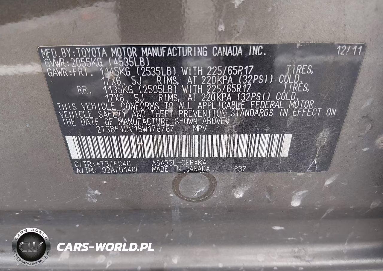 2011 Toyota Rav4 VIN:2T3BF4DV1BW176767 - 9