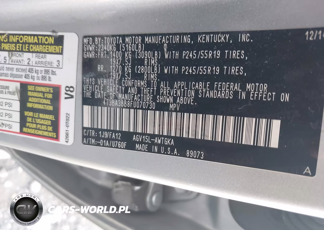 2015 Toyota Venza Le VIN:4T3BA3BB8FU070730 - 9