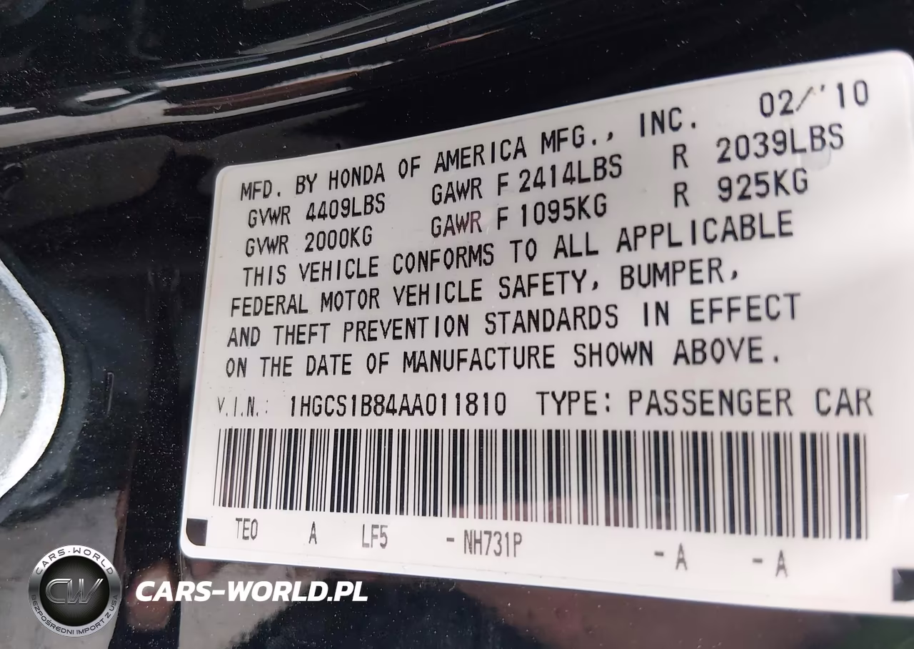 2010 Honda Accord 2.4 Ex-L VIN:1HGCS1B84AA011810 - 9