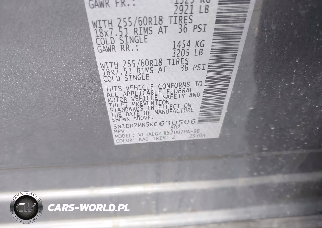 2019 Nissan Pathfinder Sl VIN:5N1DR2MN5KC630506 - 9