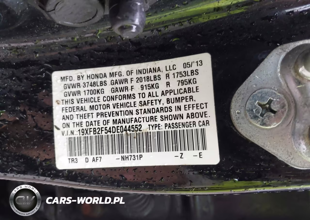 2013 Honda Civic Lx VIN:19XFB2F54DE044552 - 9
