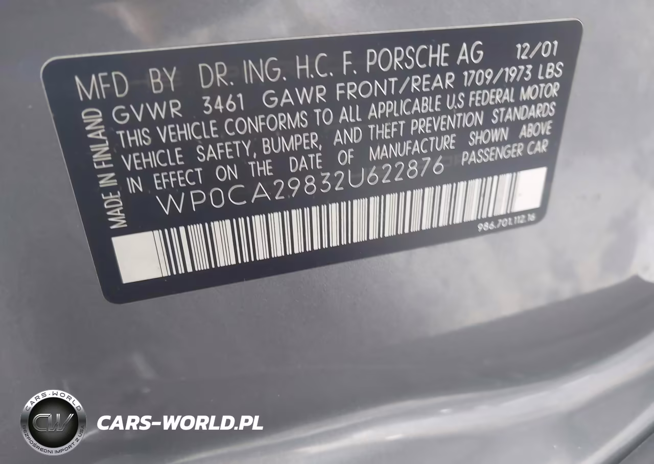 2002 Porsche Boxster VIN:WP0CA29832U622876 - 9