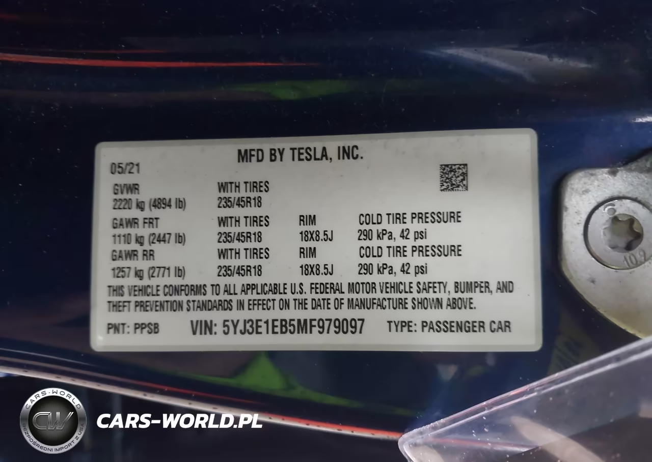2021 Tesla Model 3 Long Range Dual Motor All-Wheel Drive VIN:5YJ3E1EB5MF979097 - 9