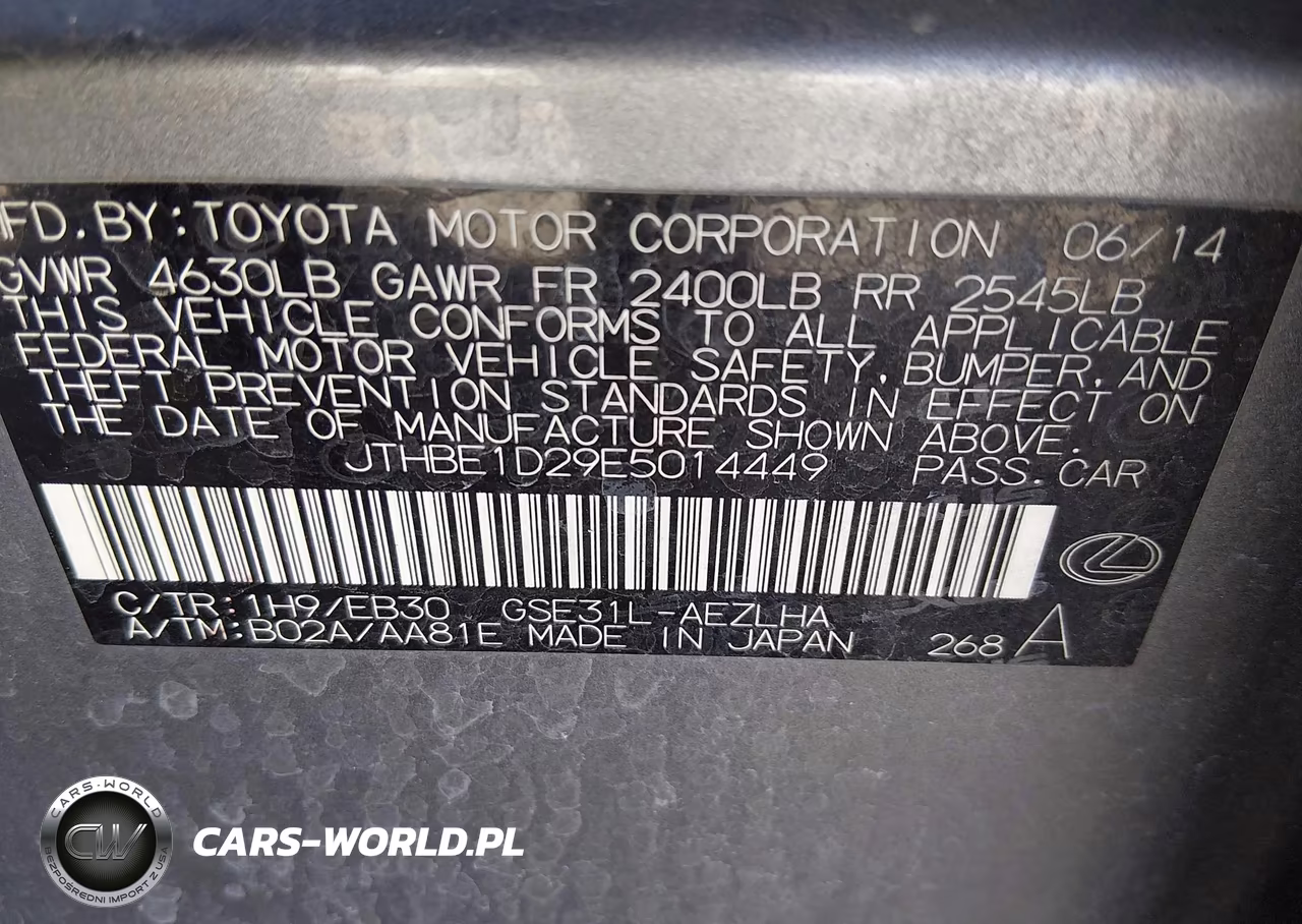 2014 Lexus Is 350 VIN:JTHBE1D29E5014449 - 9