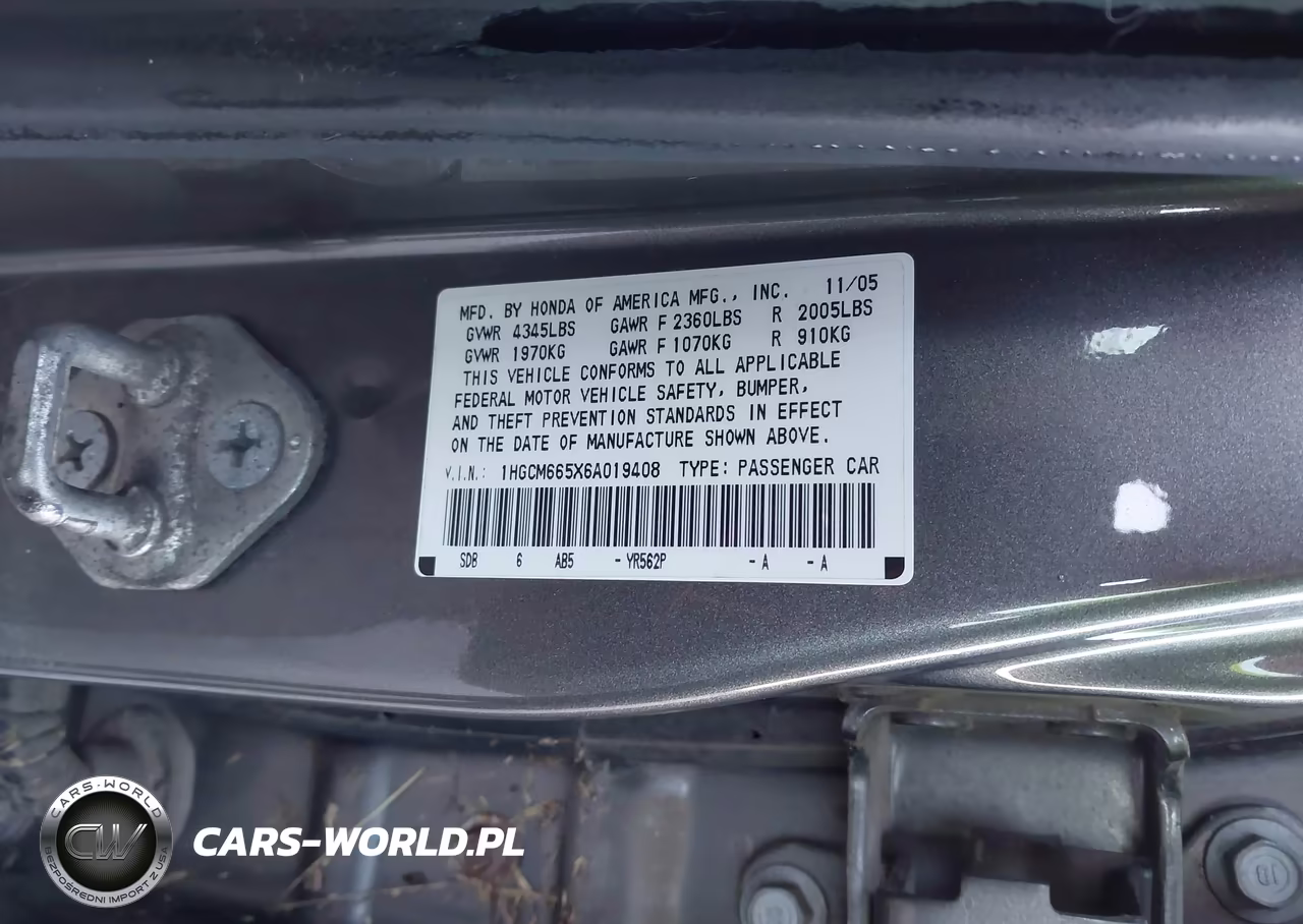 2006 Honda Accord 3.0 Ex VIN:1HGCM665X6A019408 - 9