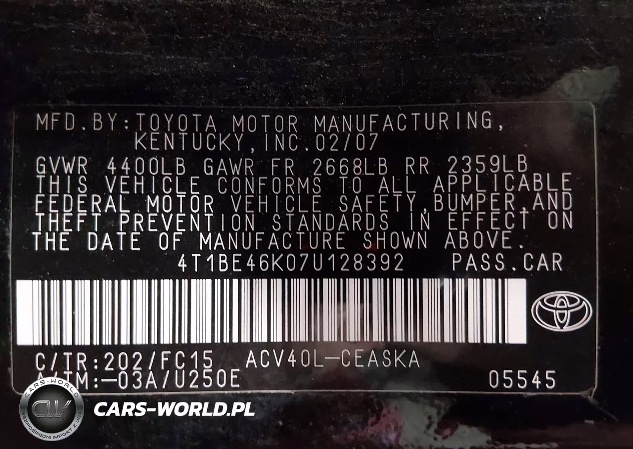 2007 Toyota Camry Se VIN:4T1BE46K07U128392 - 9