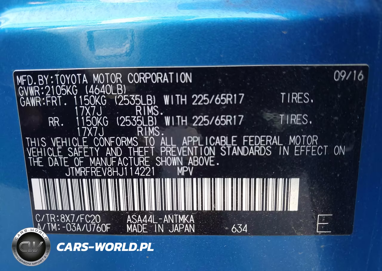 2017 Toyota Rav4 Xle VIN:JTMRFREV8HJ114221 - 9