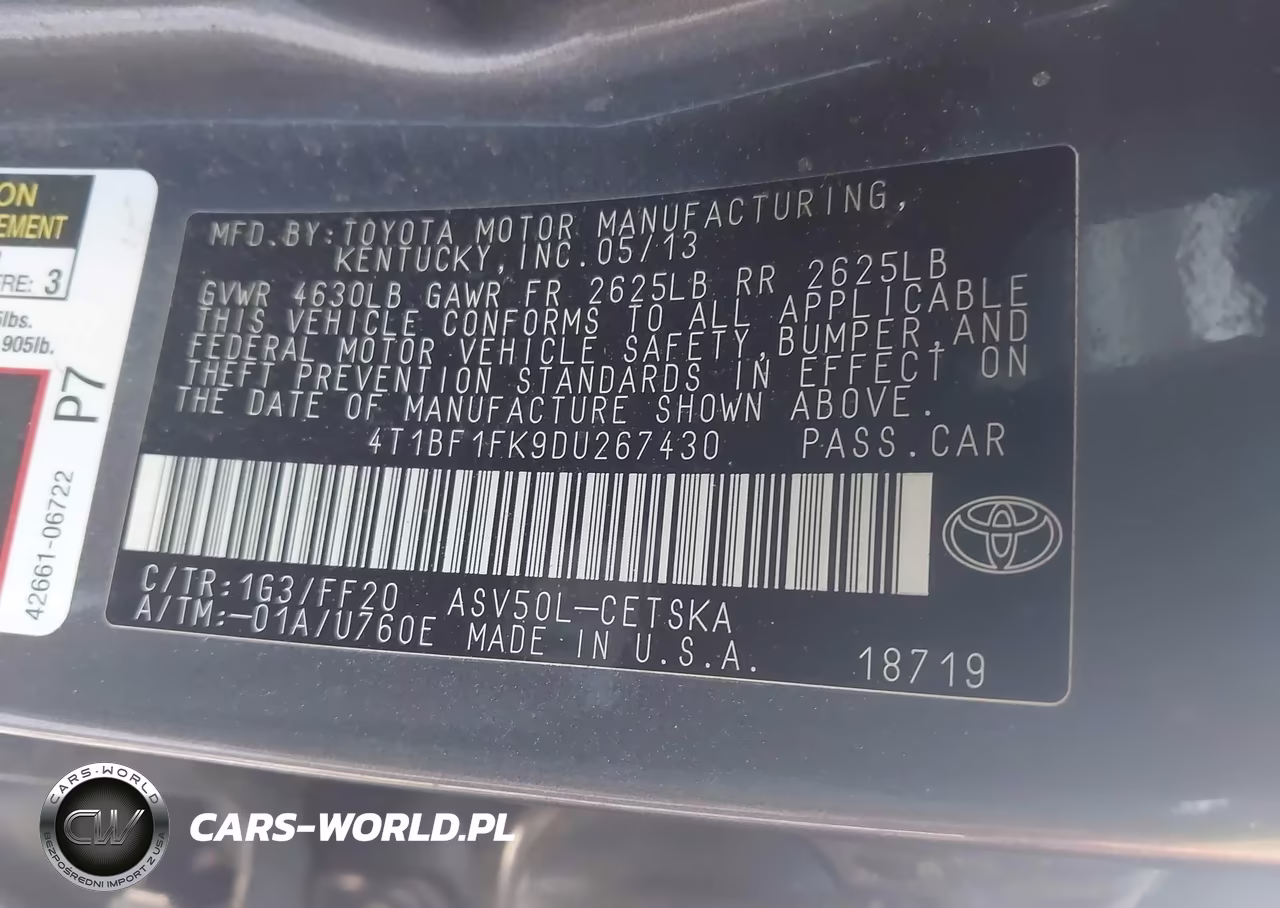 2013 Toyota Camry Se VIN:4T1BF1FK9DU267430 - 9