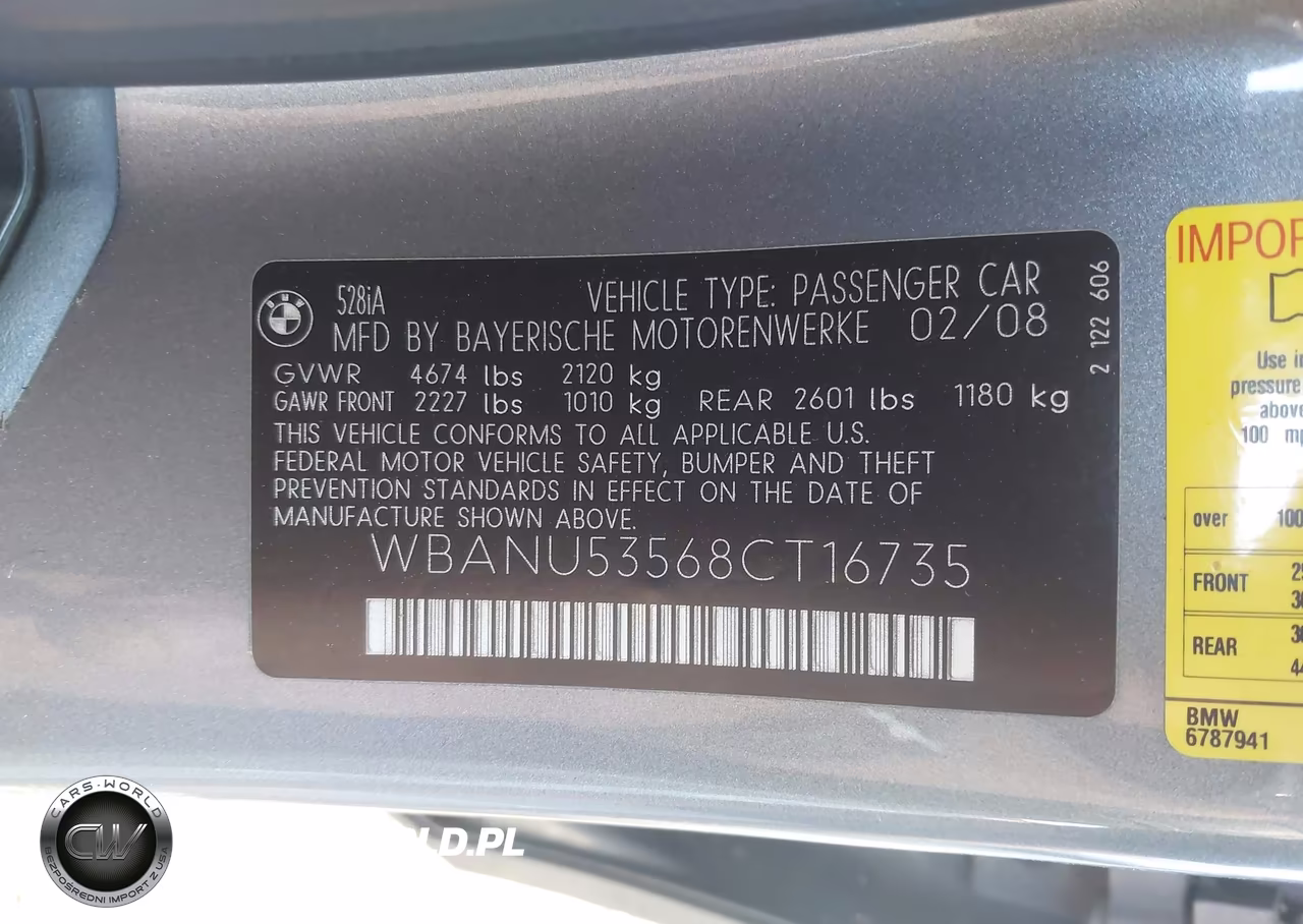 2008 BMW 528I VIN:WBANU53568CT16735 - 9