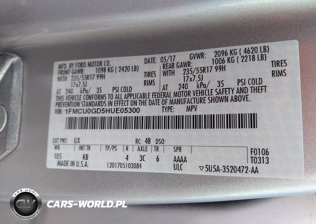 2017 Ford Escape Se VIN:1FMCU0GD5HUE05300 - 9
