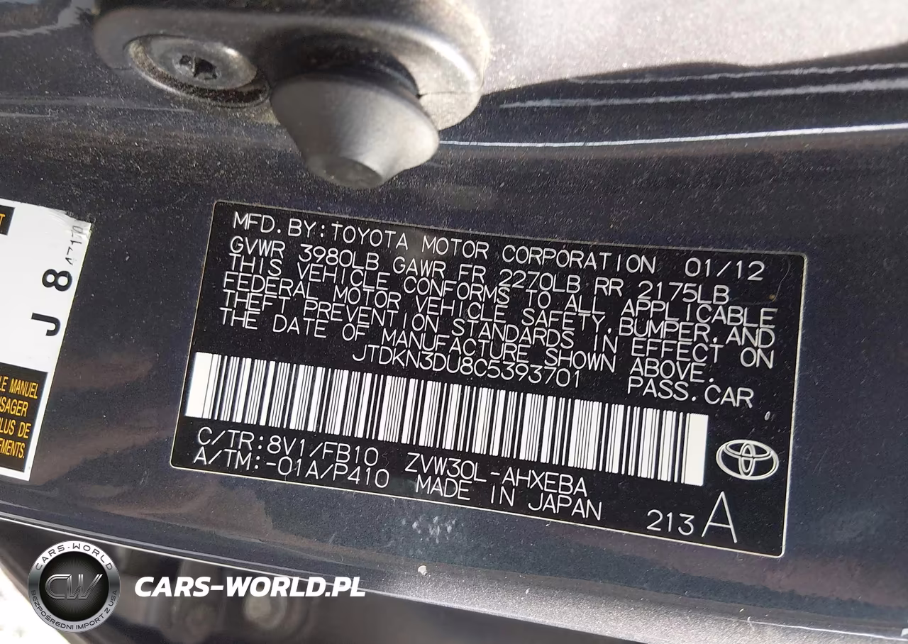 2012 Toyota Prius Three VIN:JTDKN3DU8C5393701 - 9