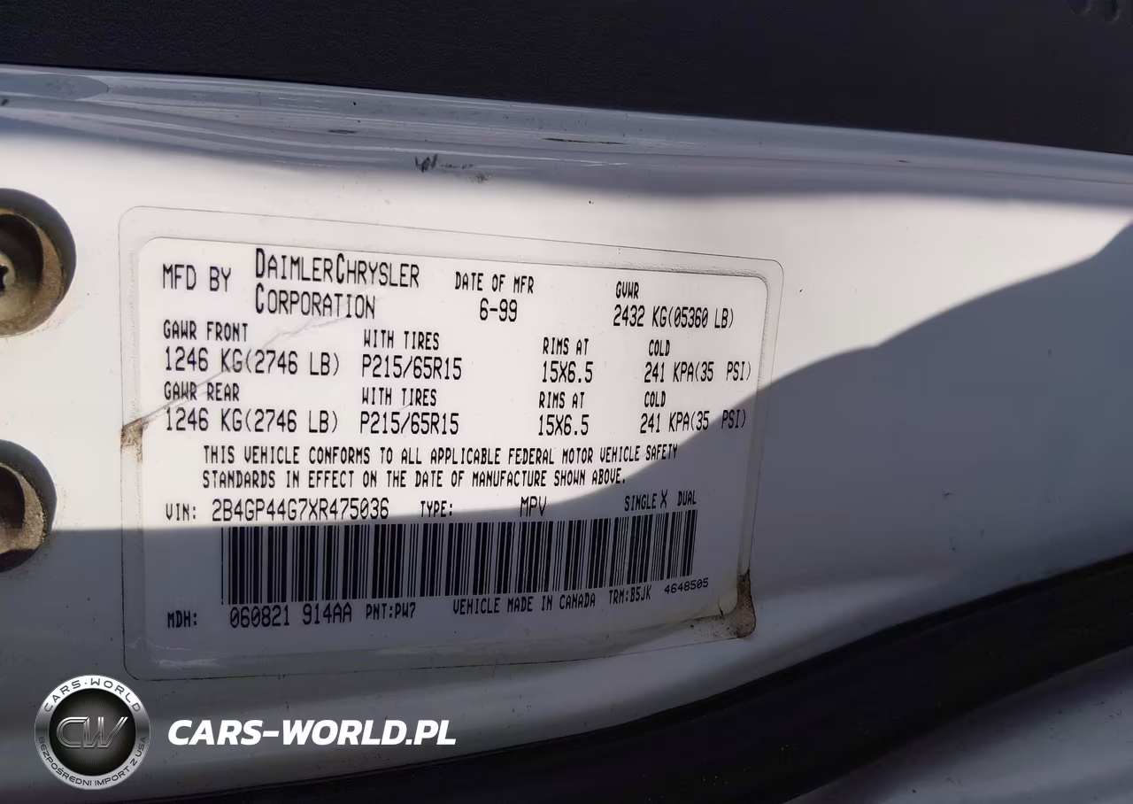 1999 Dodge Grand Caravan Se VIN:2B4GP44G7XR475036 - 12
