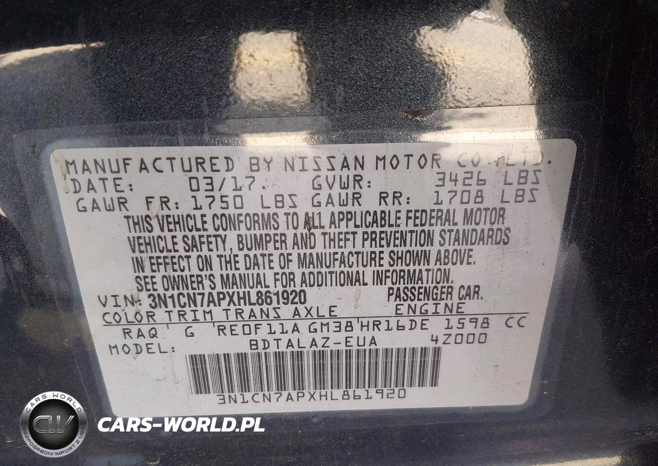 2017 Nissan Versa 1.6 S+ VIN:3N1CN7APXHL861920 - 9