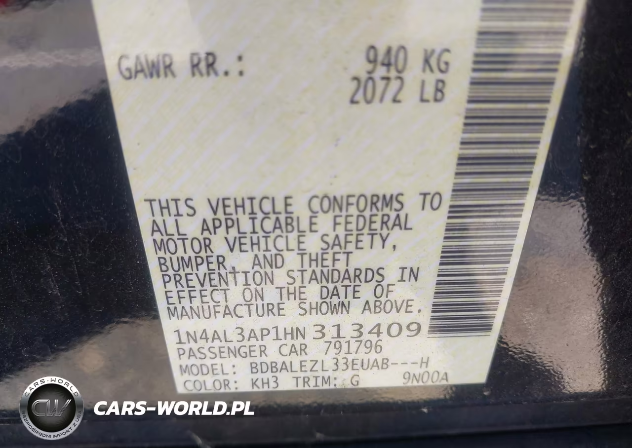 2017 Nissan Altima 2.5 S VIN:1N4AL3AP1HN313409 - 9