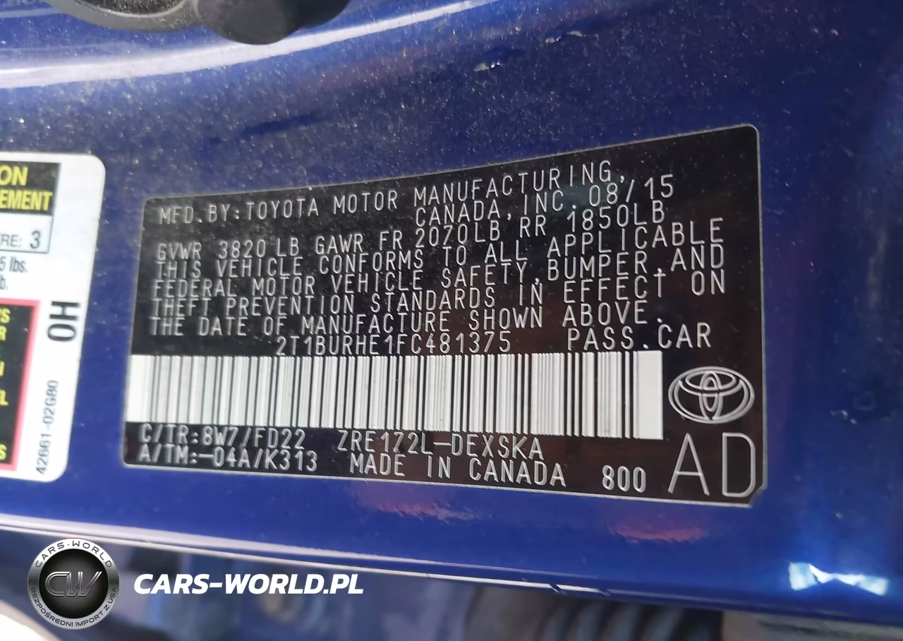 2015 Toyota Corolla S Plus VIN:2T1BURHE1FC481375 - 9