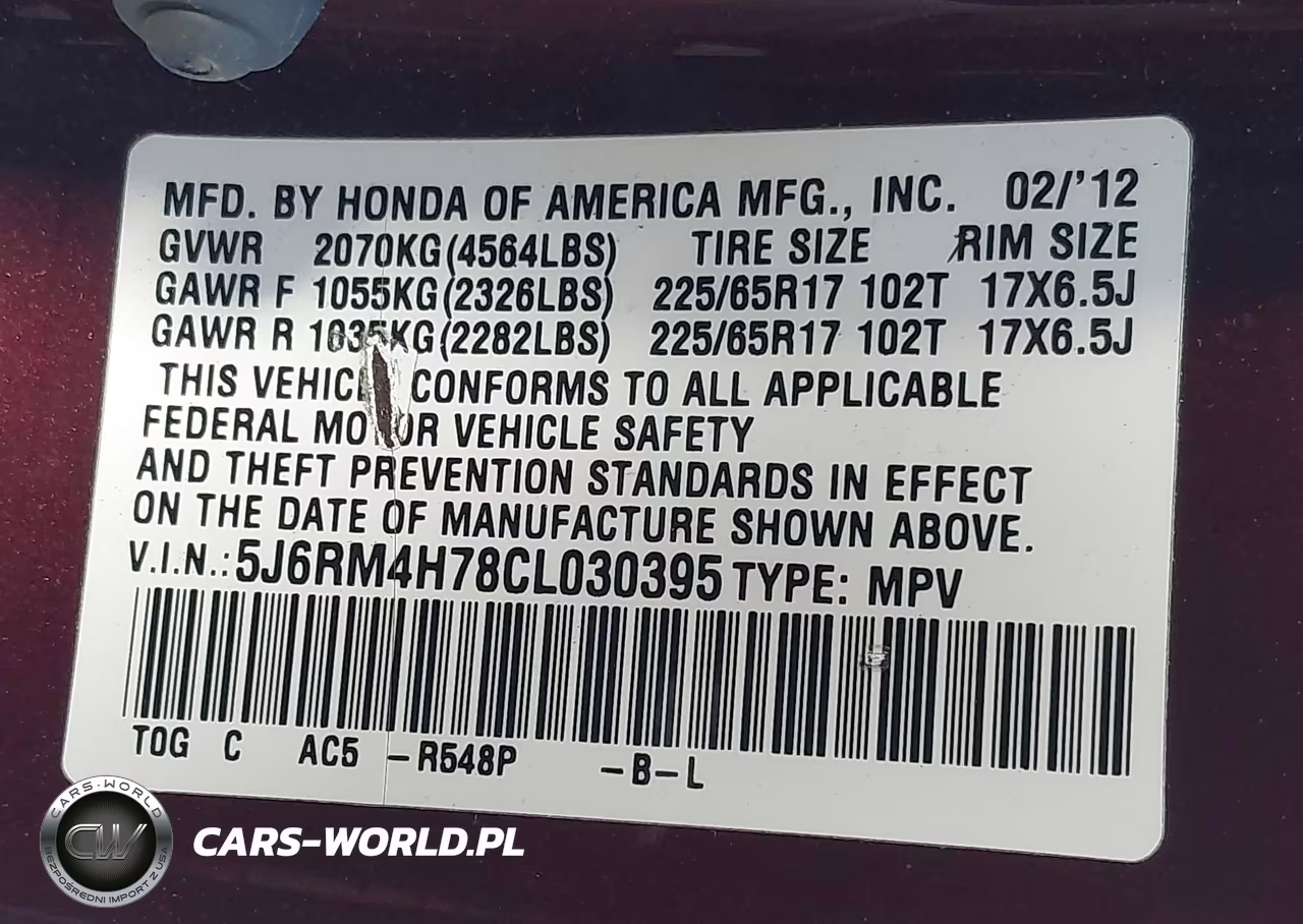 2012 Honda Cr-V Exl VIN:5J6RM4H78CL030395 - 9