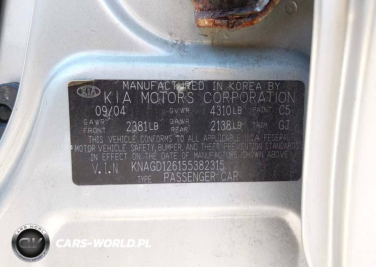 2005 Kia Optima Ex-Lx VIN:KNAGD126155382315 - 9