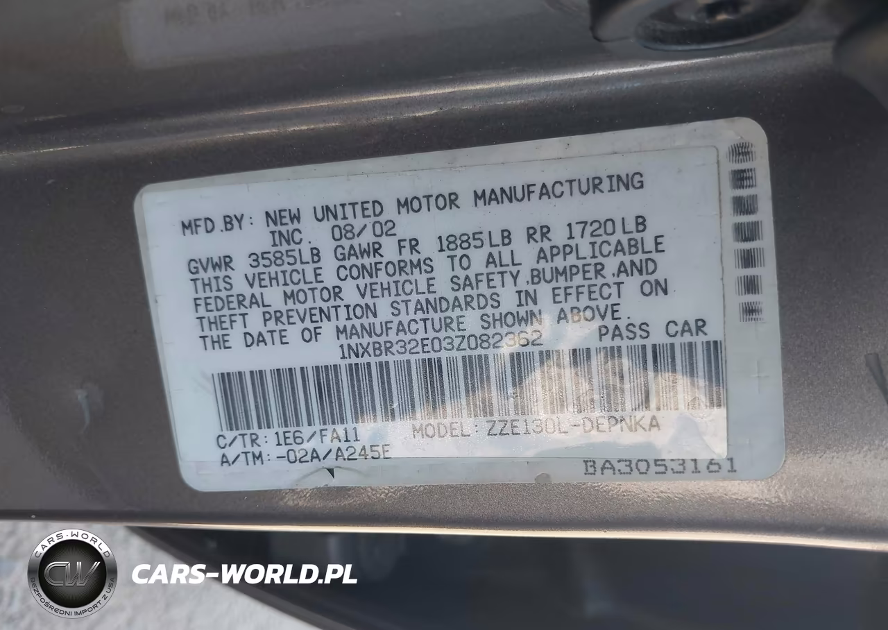 2003 Toyota Corolla Le VIN:1NXBR32E03Z082362 - 9