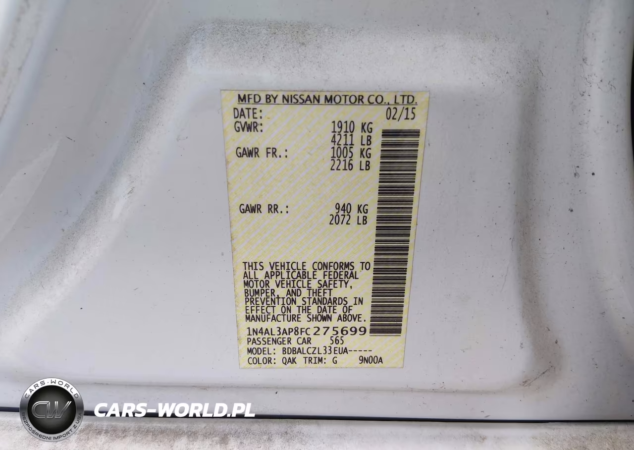 2015 Nissan Altima 2.5-2.5 S-2.5 Sl-2.5 Sv VIN:1N4AL3AP8FC275699 - 9