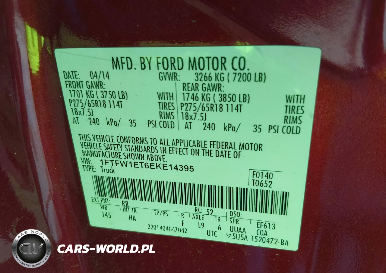 2014 Ford F-150 Lariat VIN:1FTFW1ET6EKE14395 - 9