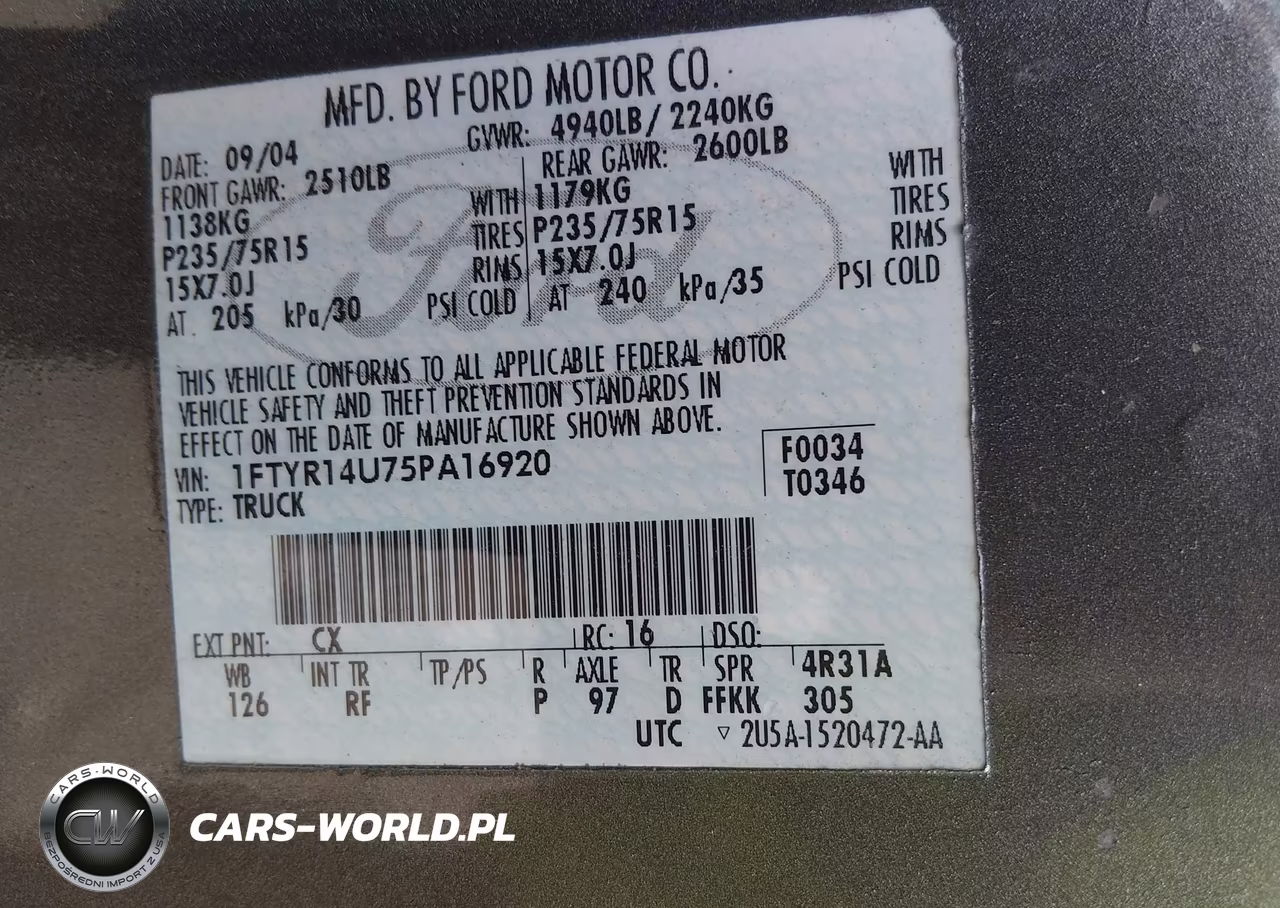 2005 Ford Ranger Edge-Stx-Xl-Xlt VIN:1FTYR14U75PA16920 - 9